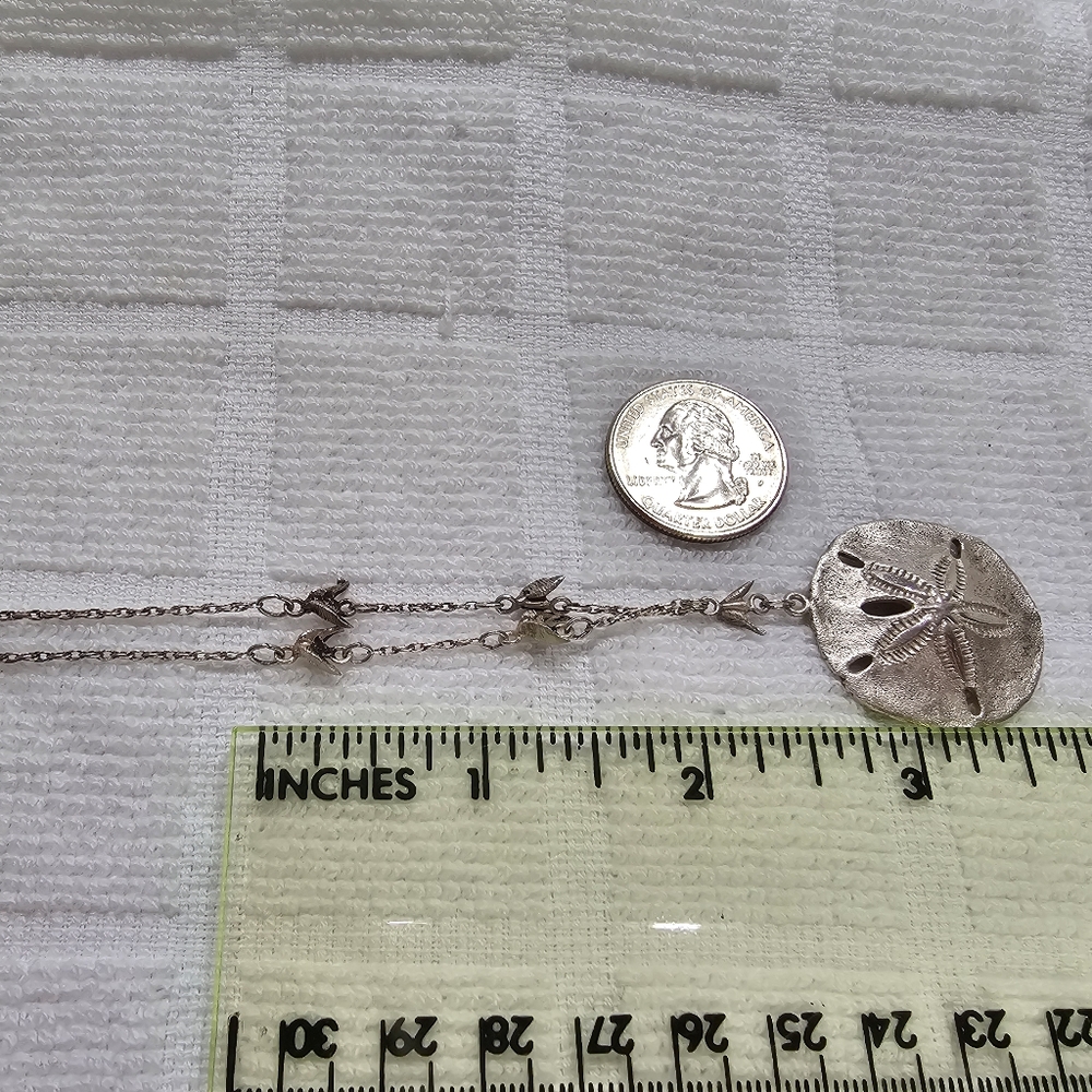 Vintage Sterling Silver Sand Dollar with Doves Necklace J&C FERRARA  RARE - Picture 11 of 12